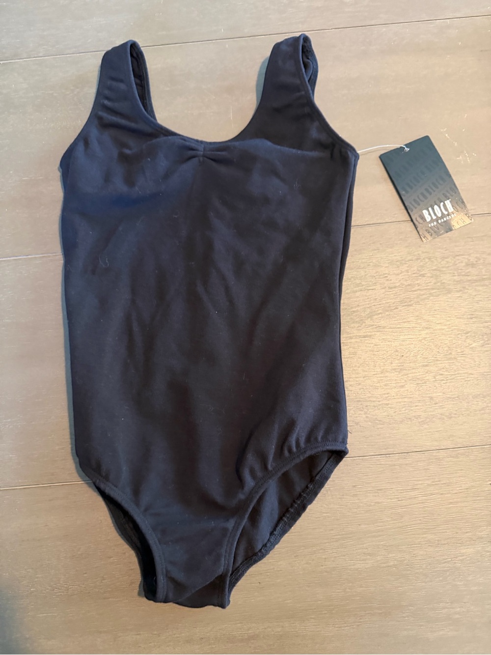 NWT Bloch Black Sleeveless Dance Leotard with Scoop Neck - Girls size 8/10